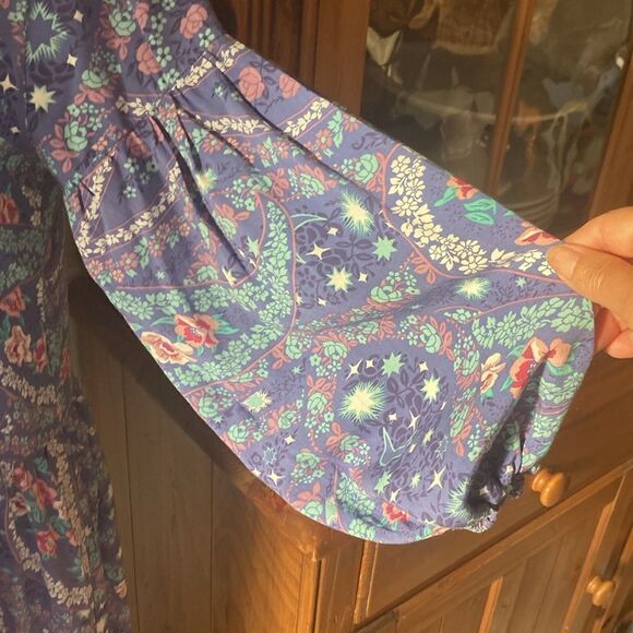 R. Vivimos Floral Paisley Print Flowly Boho V-Neck MIDI Dress Women’s 8/10 - Picture 4 of 15